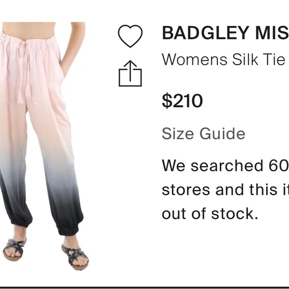 NWT! Badgley Mischka Womens Pink Silk Tie Dye Drawstring Jogger Pants-1x - Picture 3 of 6
